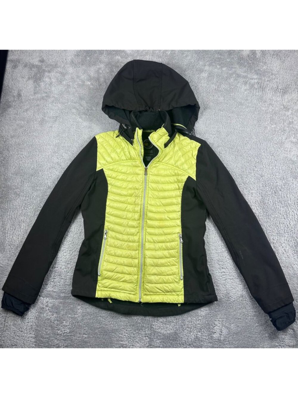 Halifax Traders Womens Green & Black Hooded Jacket Medium Puffer Insulated Full